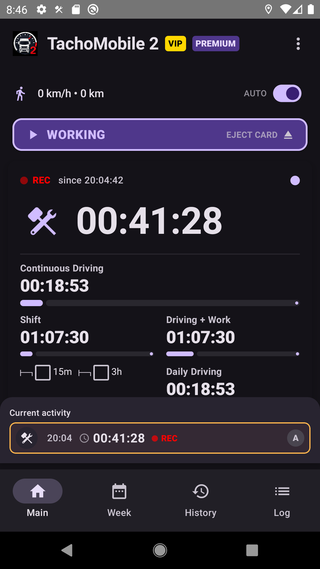 TachoMobile 2 App Interface